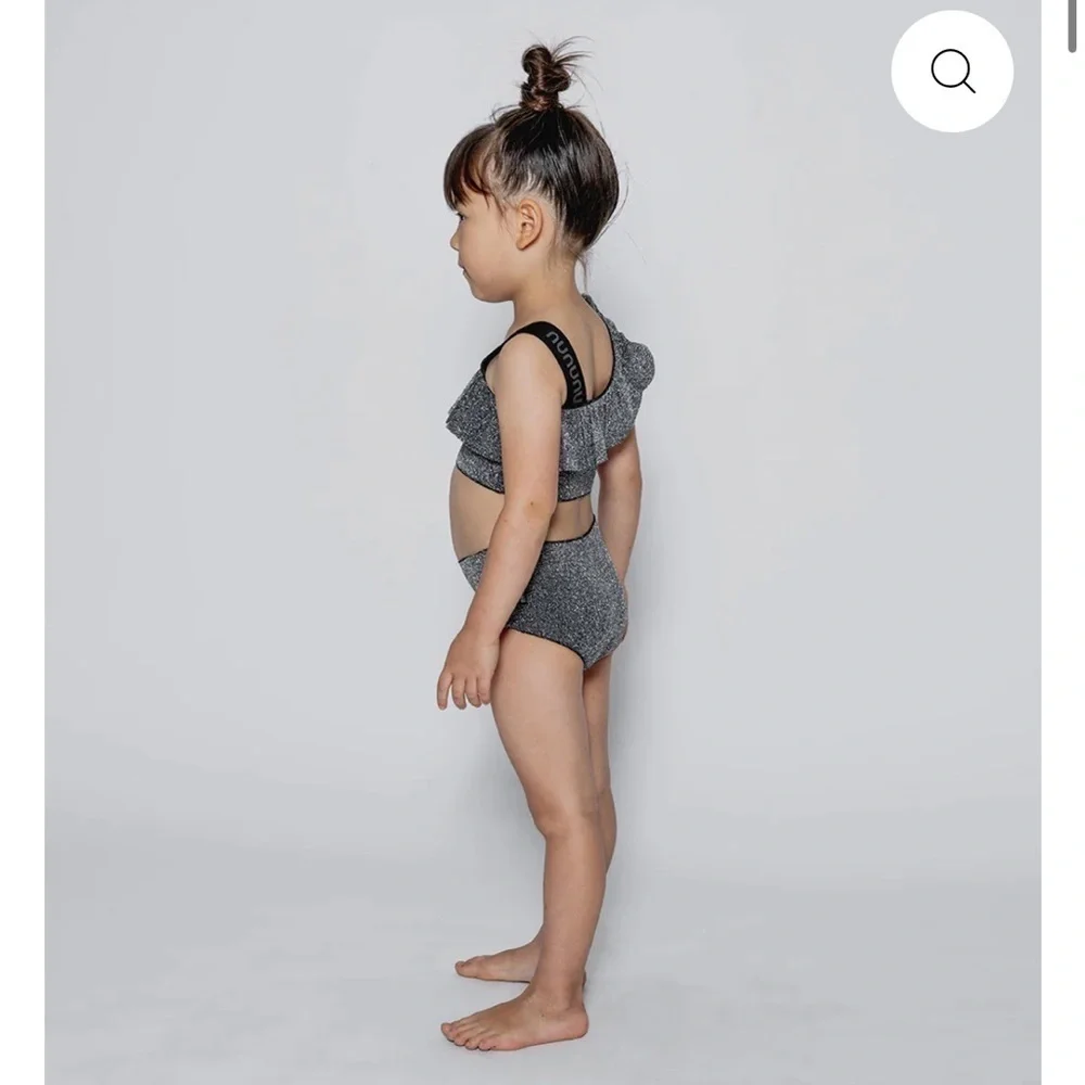 nununu Kids Black and Gray Ruffle Bikini